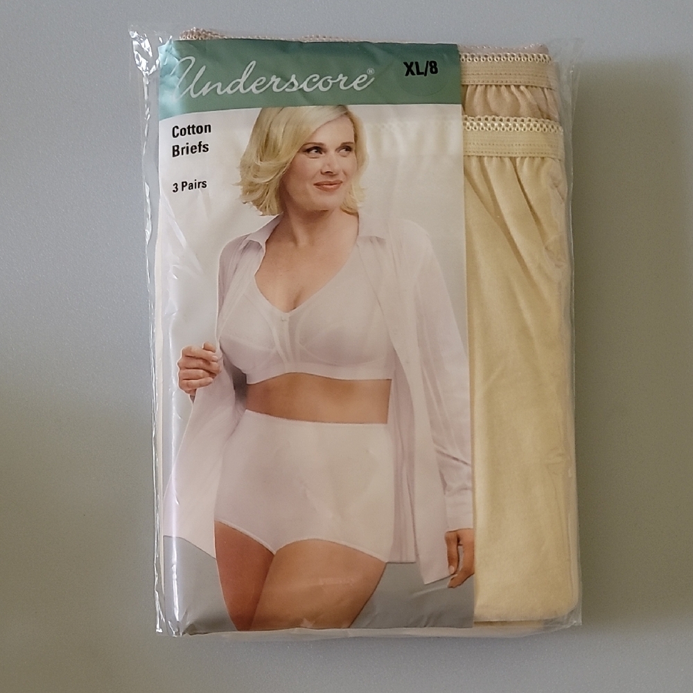 NWT Underscore Cotton Bikini Briefs Size XL Set Of 3 (Mixed Color - Cream,beige)